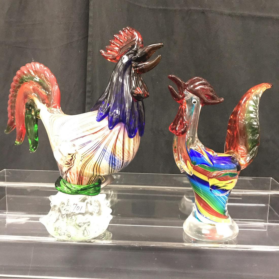 Dale Tiffany Art Glass Roosters Figurines (1 of 6)