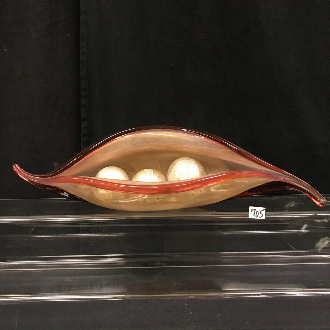 Murano Glass Peapod and Silver Peas, Signed (1 of 10)