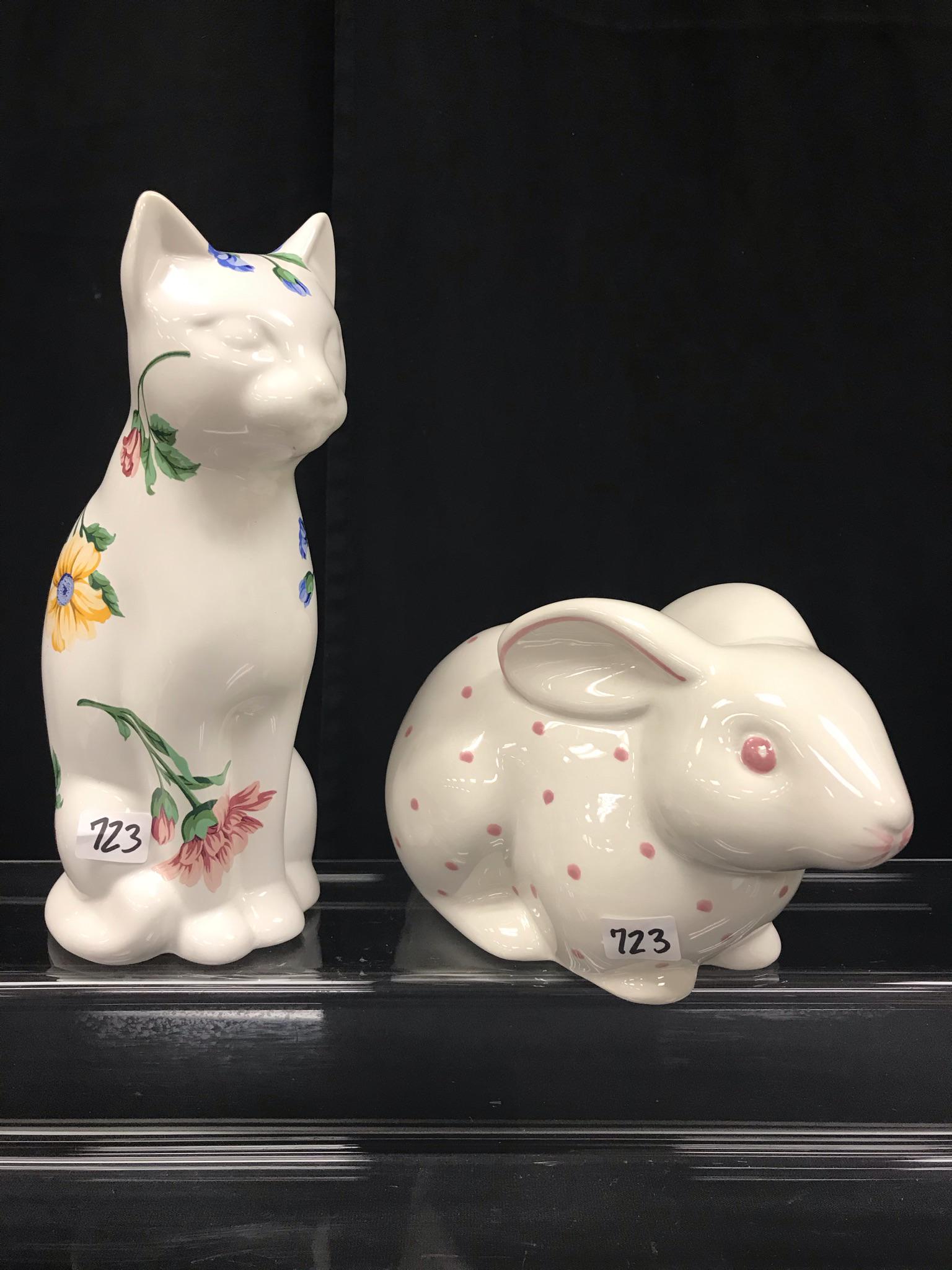 Tiffany Ceramic Bunny Bank and Cat (1 of 8)