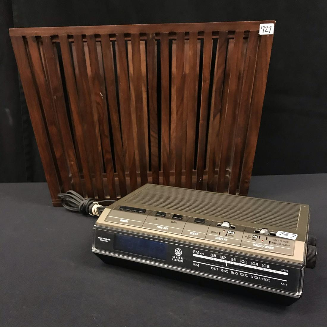 MCM Walnut Magazine Rack, Clock Radio (1 of 9)