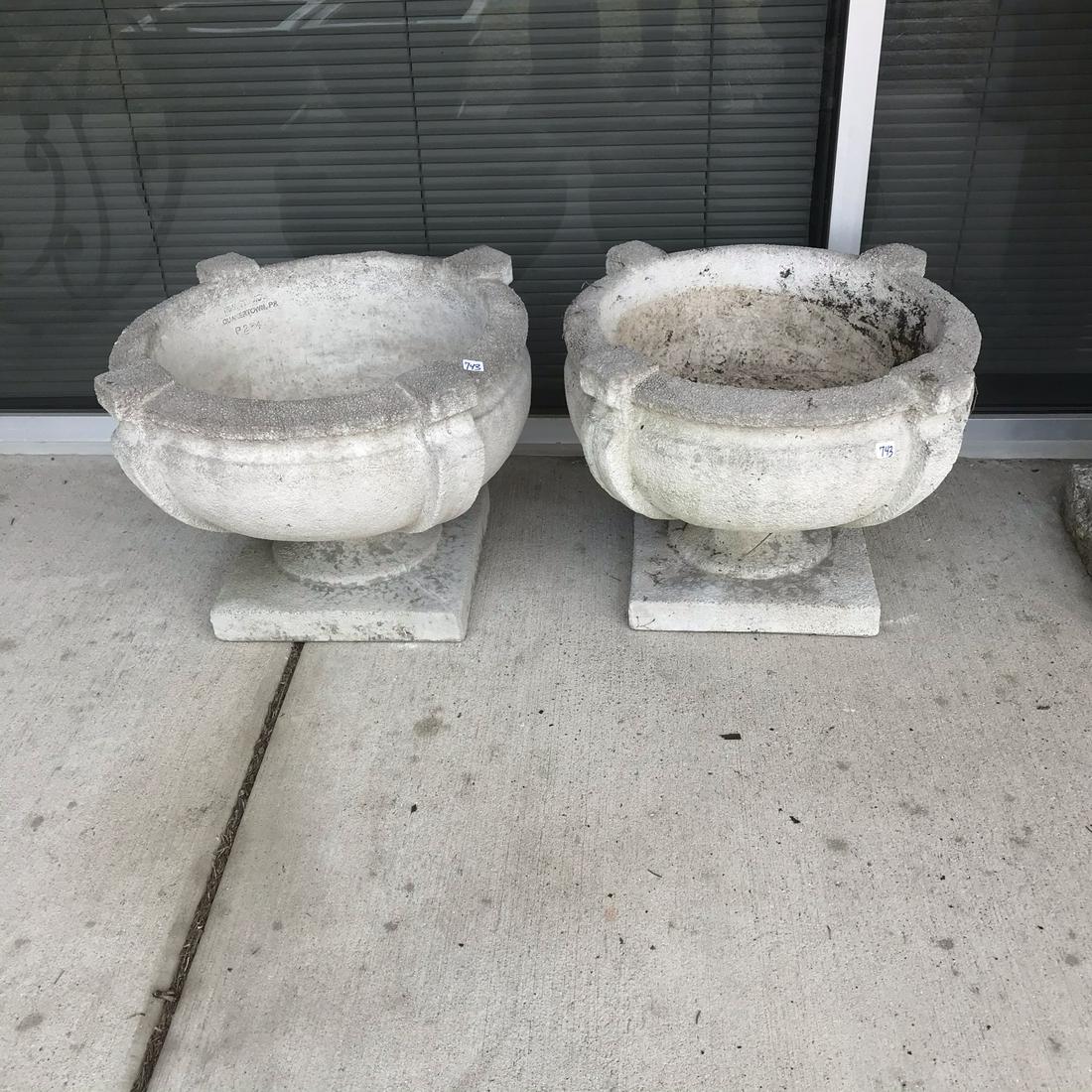 Pair of Concrete Garden Urns (1 of 8)