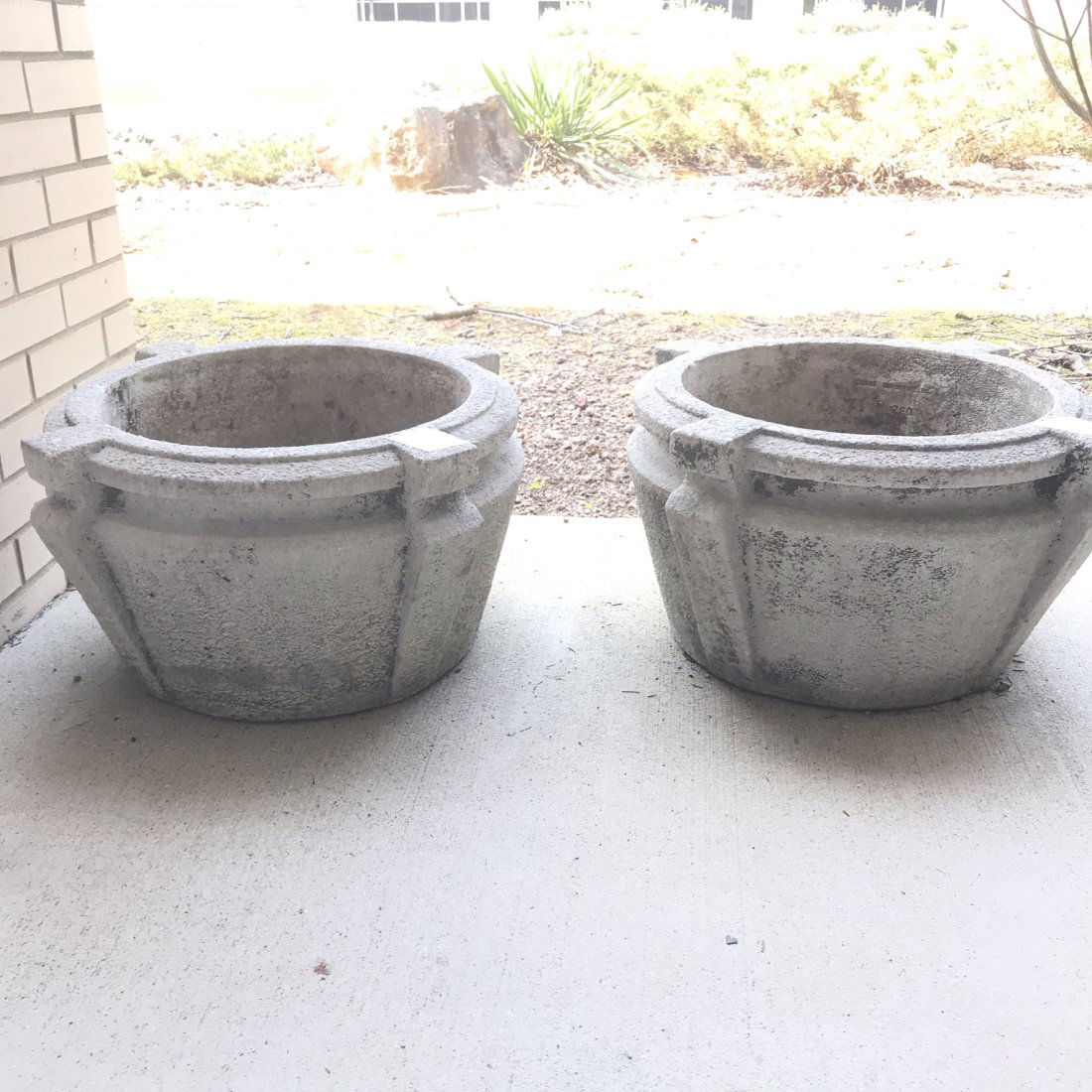 Pair of Cement Garden Urns (1 of 3)