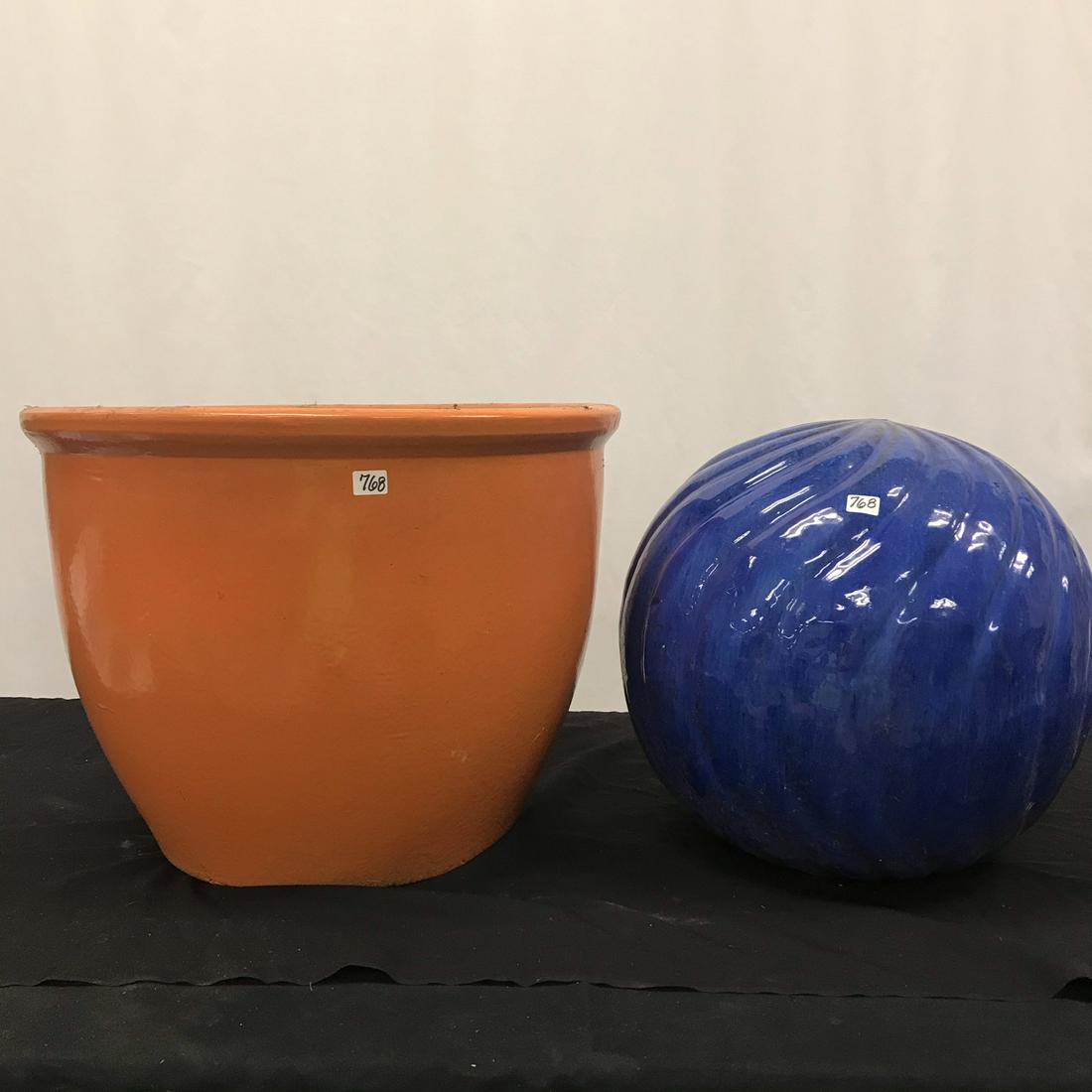 Large Orange Planter and Blue Ball (1 of 4)