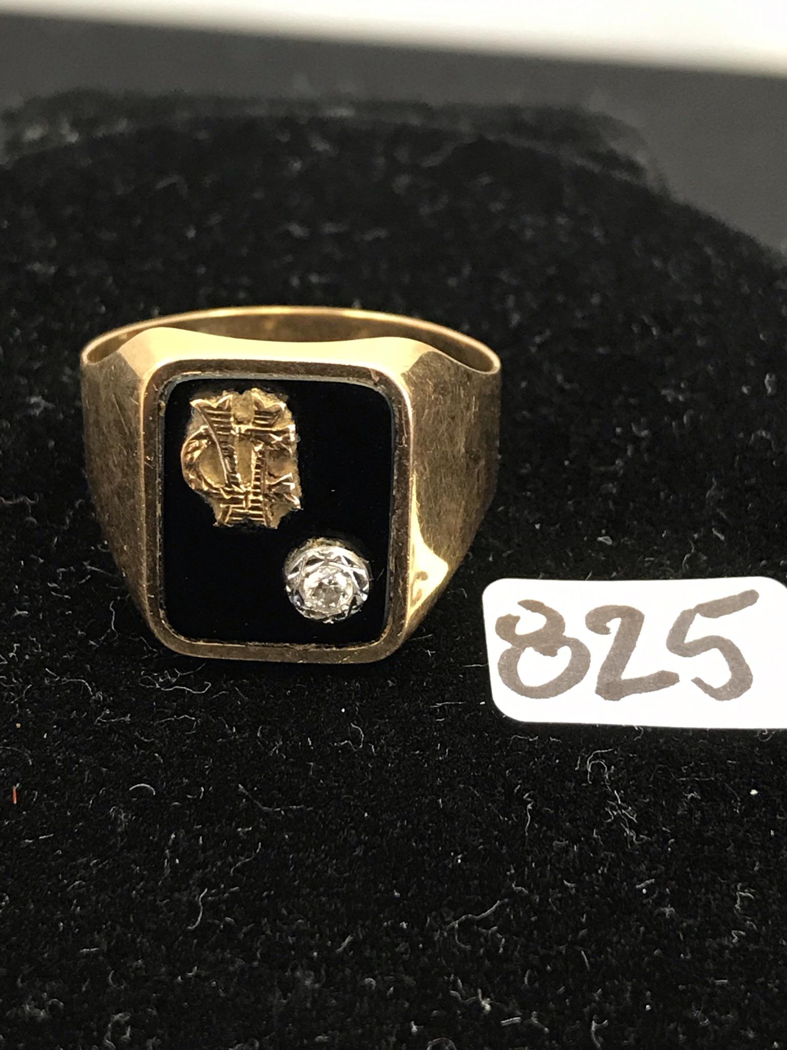14K Gold Diamond & Onyx Men's RIng (1 of 8)