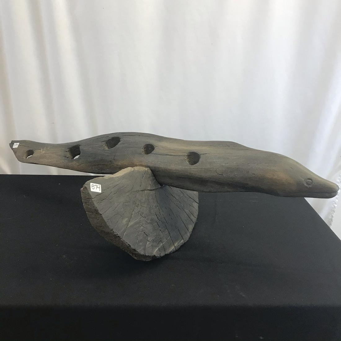 Folk Art Hand Carved Wood Eel c 1979 (1 of 11)