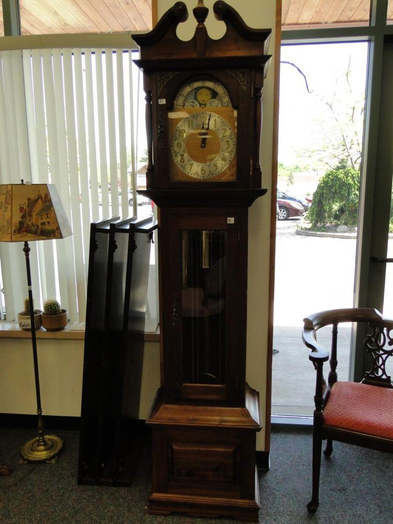 31 Walnut grandfather clock with sun and moon dial Jun 09, 2011