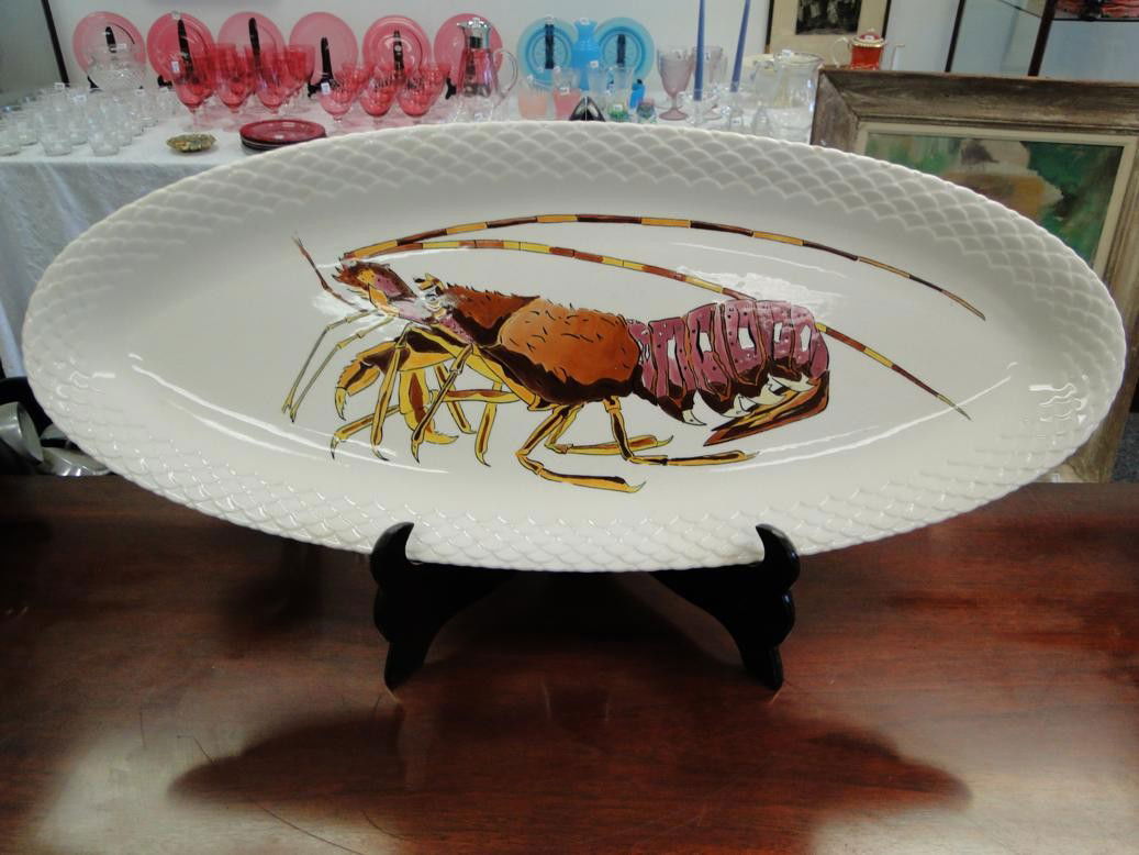 Large lobster plate by Gien, made in France: Large lobster plate by Gien, made in France
