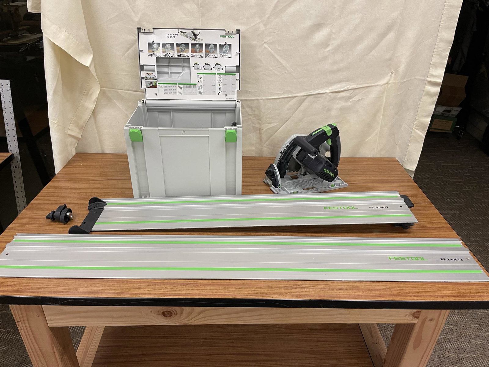 Festool Circular Saw Model TS 55 EQ with Case and 2 Festool Guide Rails (1 of 5)