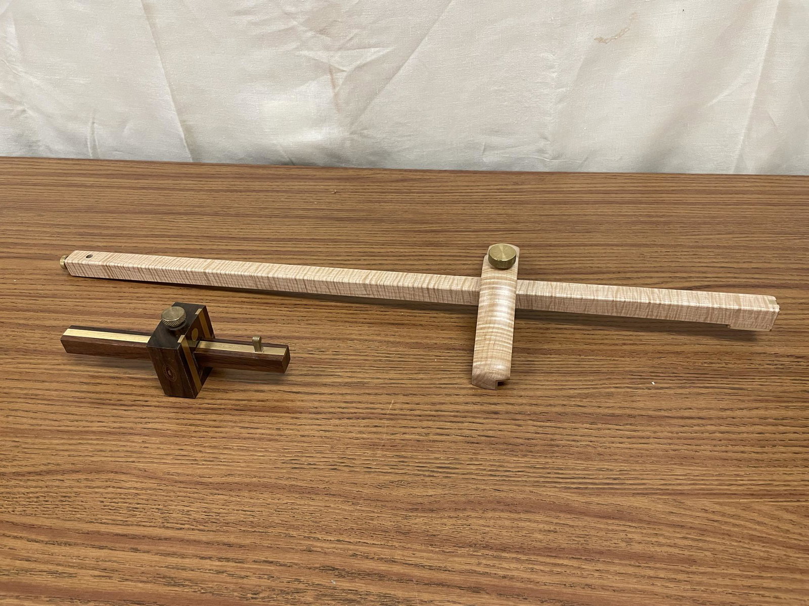 Set of wood guides - Burled Maple and Rosewood, both with brass accents: Set of wood guides - Burled Maple and Rosewood, both with brass accents