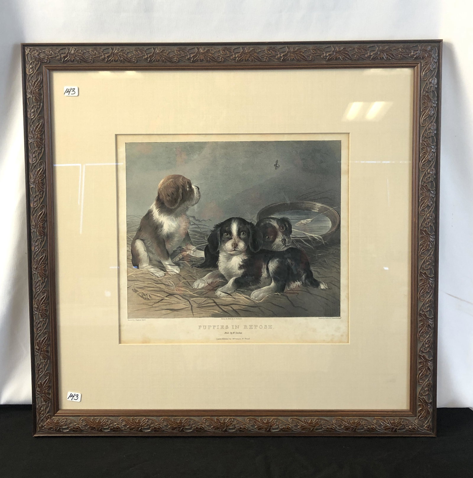 1800's Hand Colored Puppy Lithograph (1 of 4)