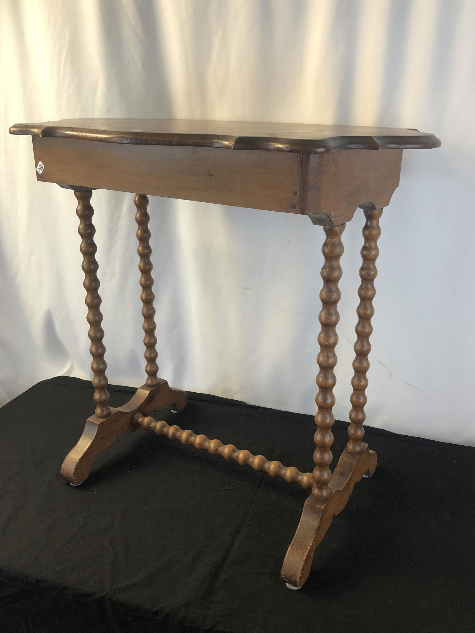 Antique Pine Sewing Table with Spindle Legs and Spacer Bar Sep 19