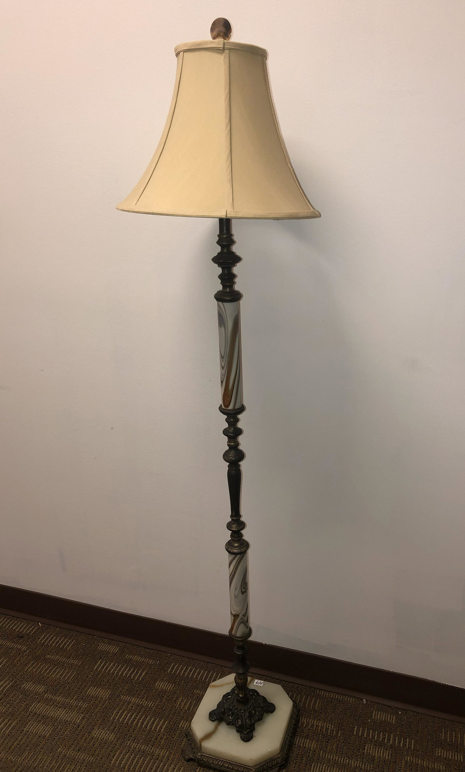 1920's Slag Glass & Brass Floor Lamp (1 of 4)