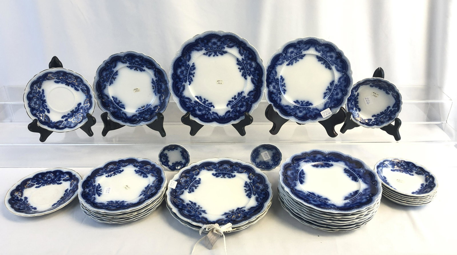 "Oregon" Flow Blue Plates to Include 34 Pieces (1 of 6)