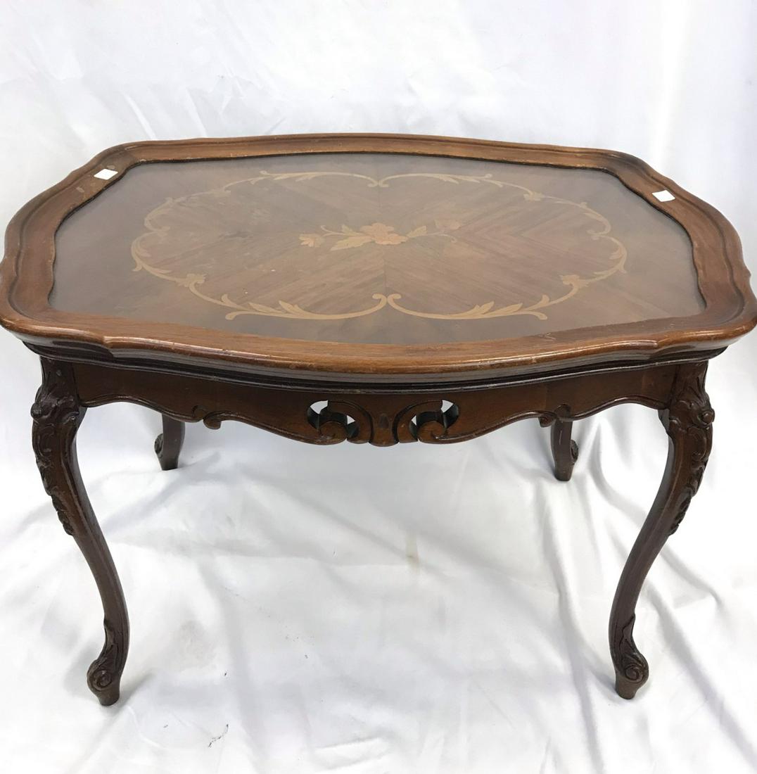 French Style Inlaid Glass Top Table (1 of 6)