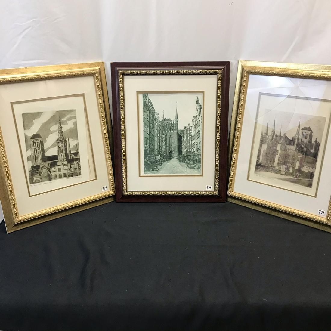 3 Gdansk Poland Architectural Engravings (1 of 8)