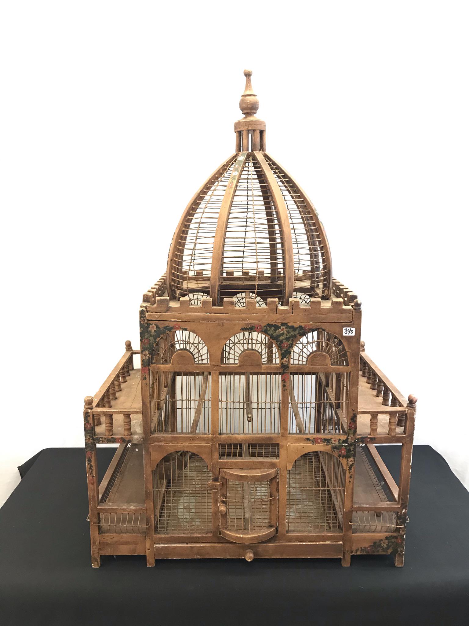 Large Victorian Catherdral Shaped Bird Cage (1 of 9)