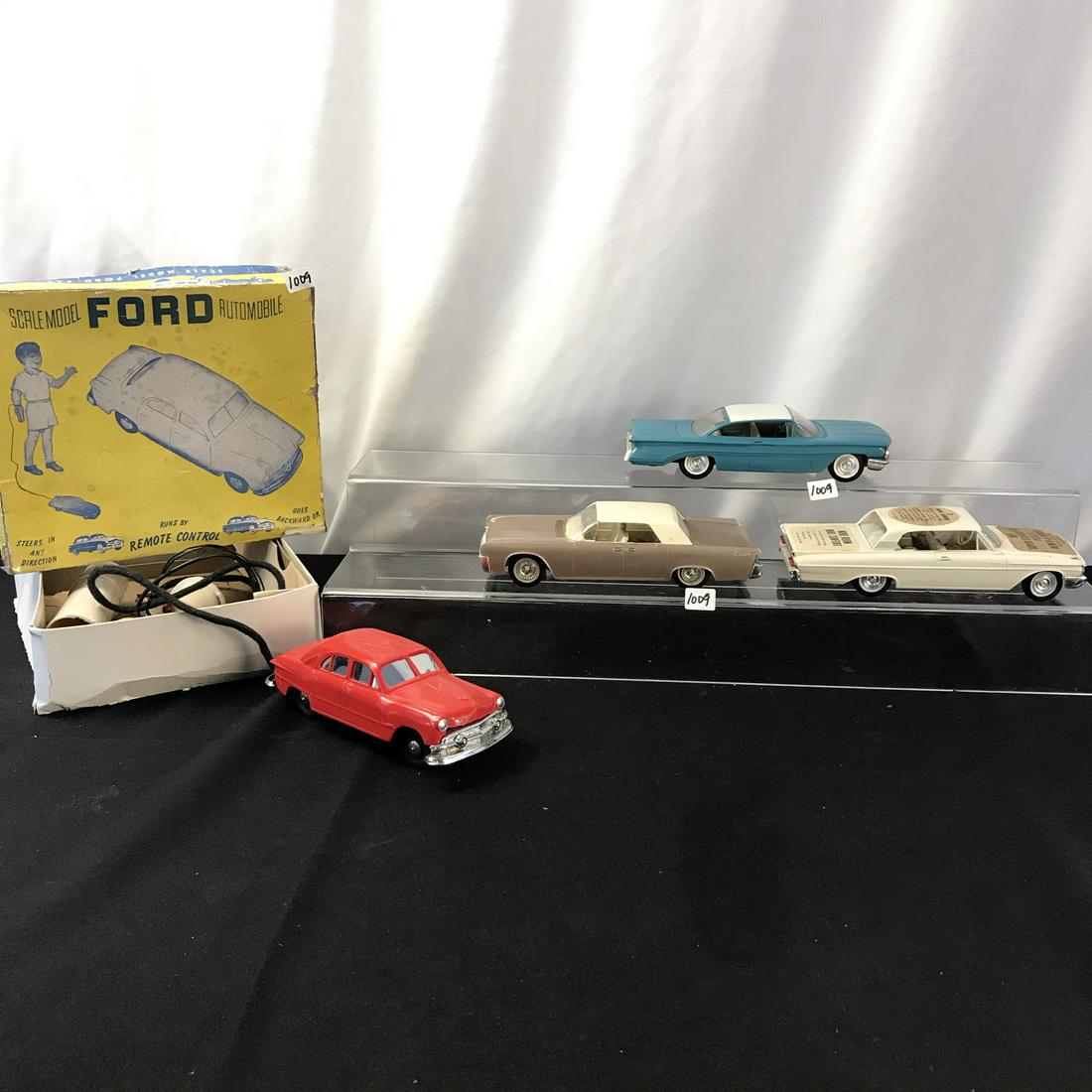 Three 1960's Toy Car Premiums & 50's Motorized Car in Box (1 of 9)