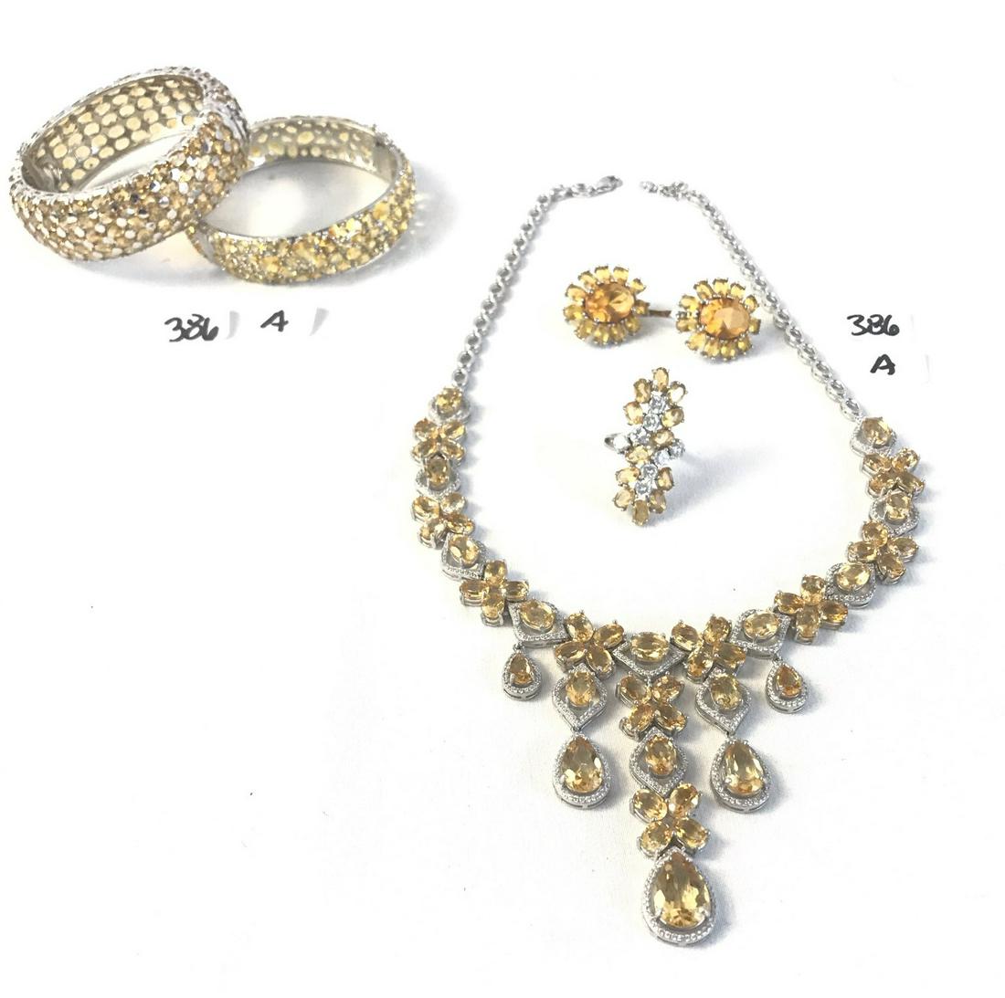Citrine and Sterling Necklace, Earrings, 2 Bracelets and Ring (1 of 6)
