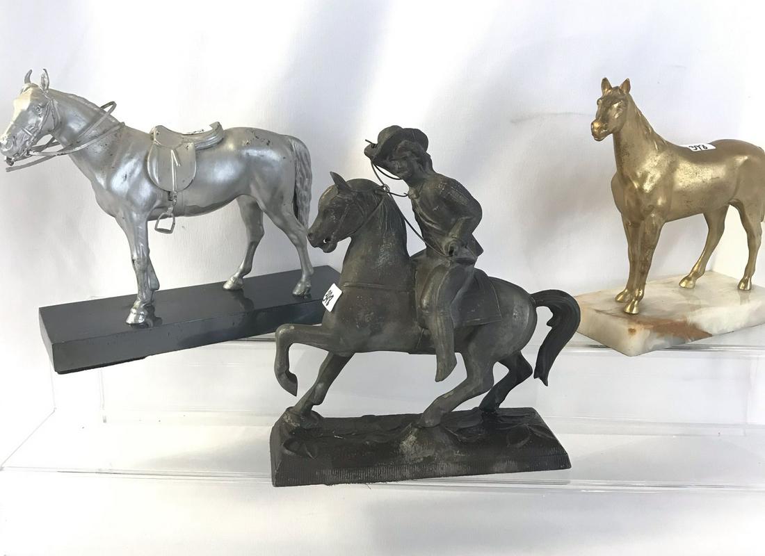 Group of 3 Metal Horse Statues (1 of 6)