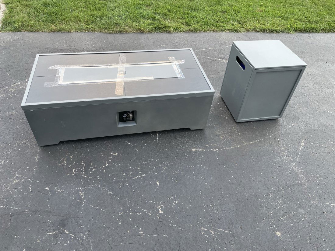 Bond Rectangle Faux Concrete Fire Pit with Tank Hideaway in new condition. 50,000 BTU, electronic ig (1 of 8)