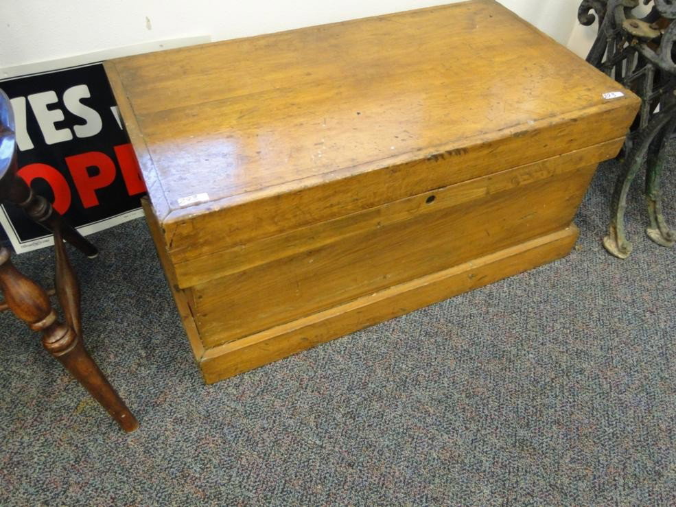 Strip and refinished pine tool chest with compartm: Strip and refinished pine tool chest with compartment interior Est. Value $ 150-200