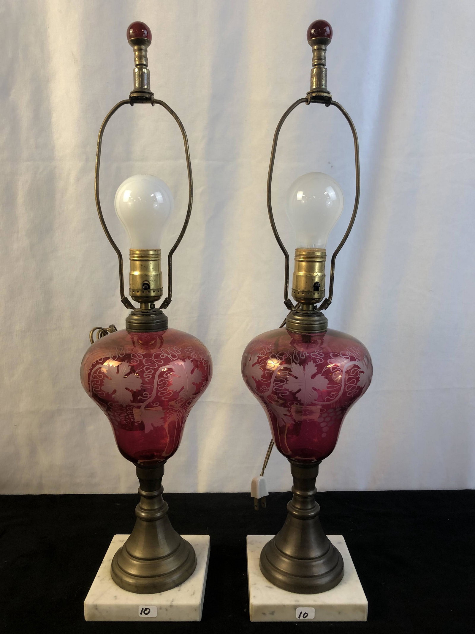Early Victorian Ruby Wheelcut Glass Lamps (1 of 5)