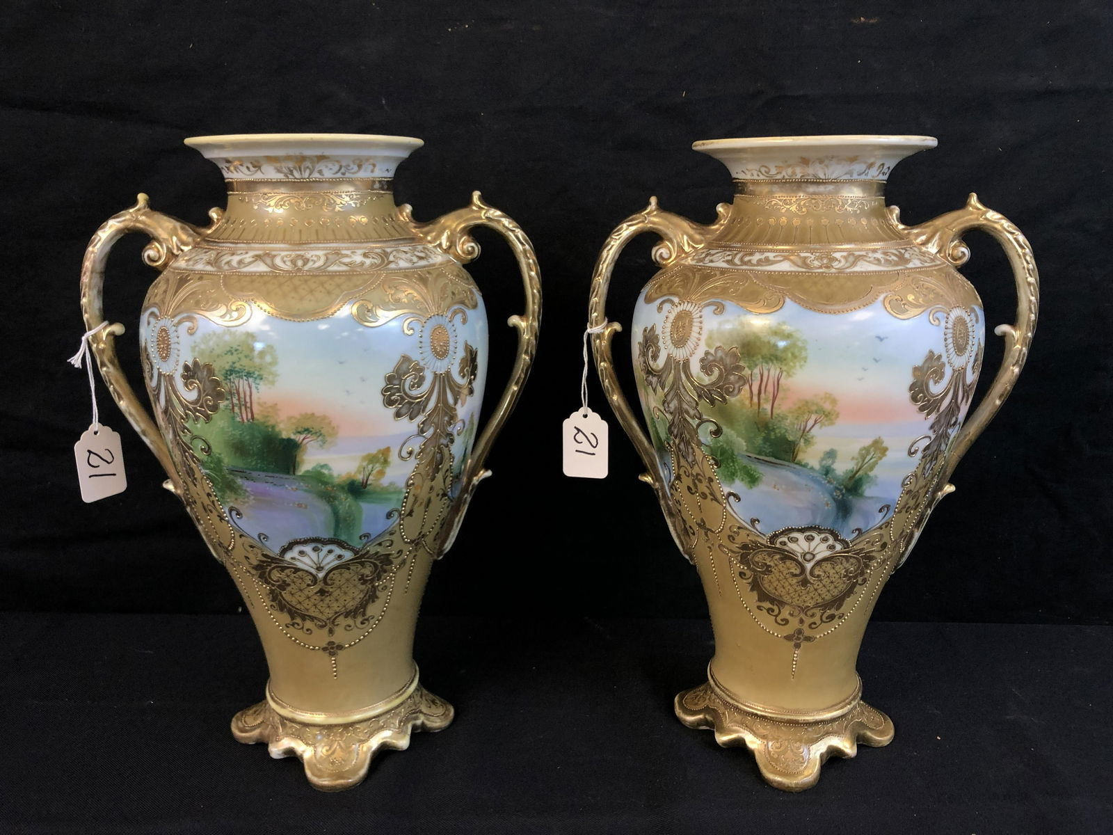Pair of Large Matched Nippon Vases (1 of 8)