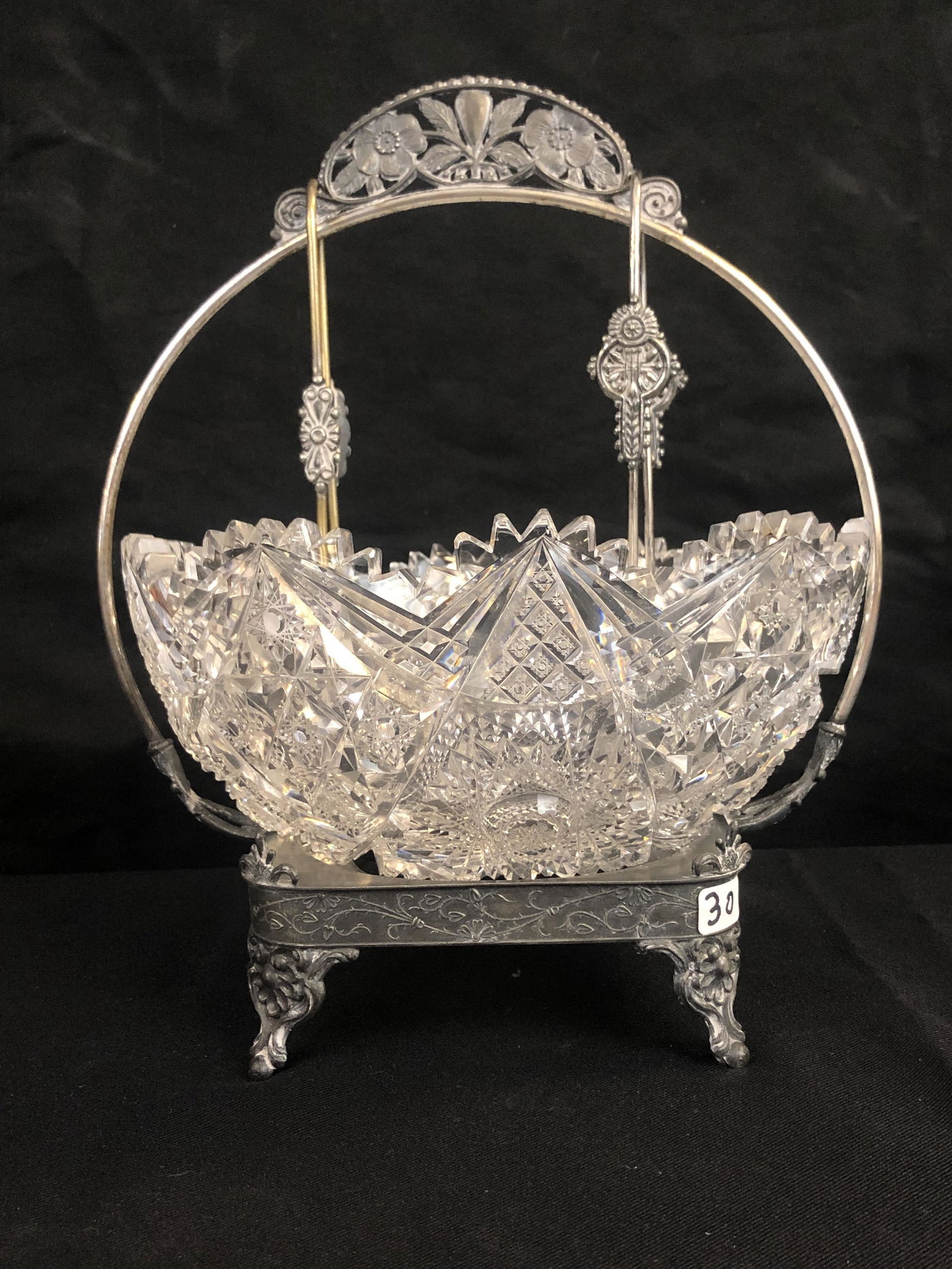 Silverplate and Cut Crystal Bride's Basket (1 of 7)