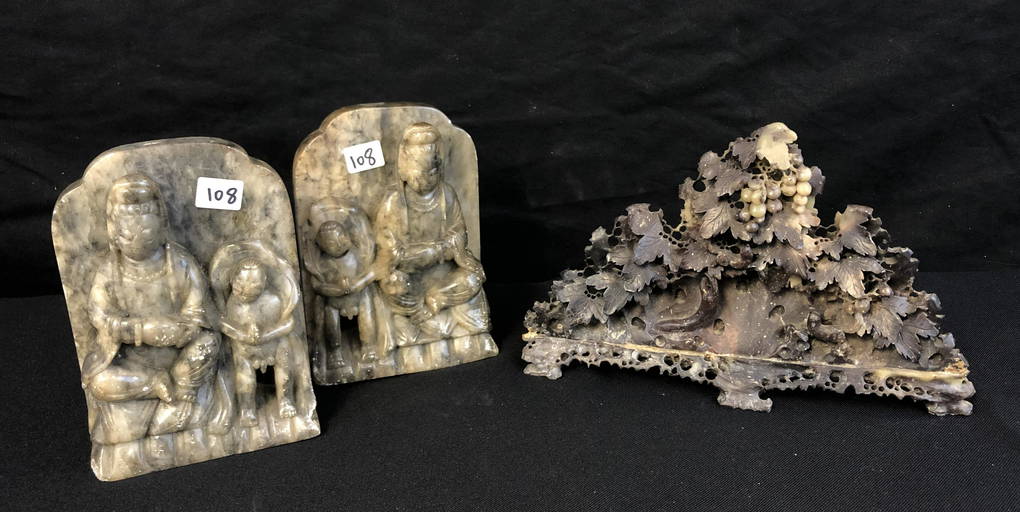 Pair of Soapstone Bookends and Carved Statue Nov 29, 2022 Cedarburg