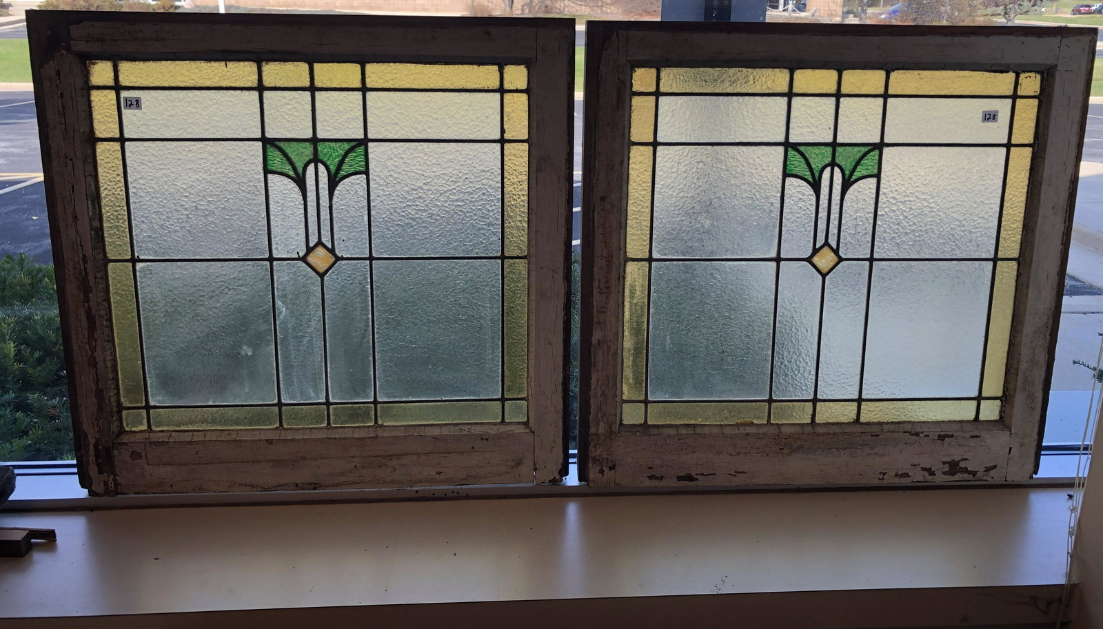 Matched Pair of Arts and Crafts Stained Glass Windows (1 of 3)