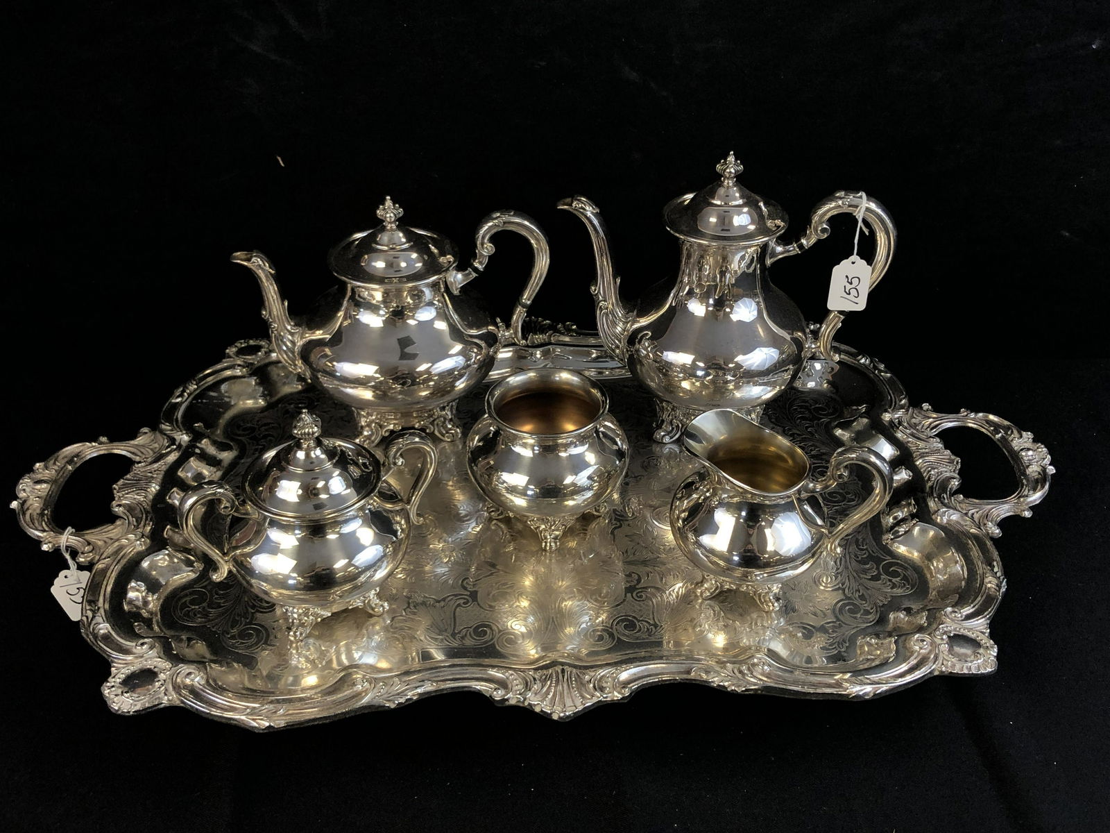 Silver Tea Service with Large Serving Tray (1 of 5)