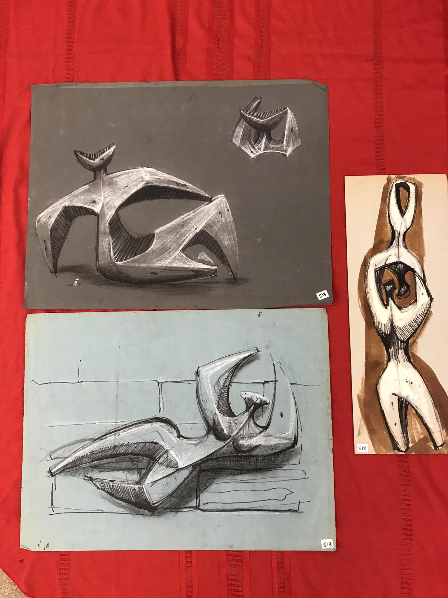 3 Dean Meeker Modernist Figural Drawings (1 of 8)