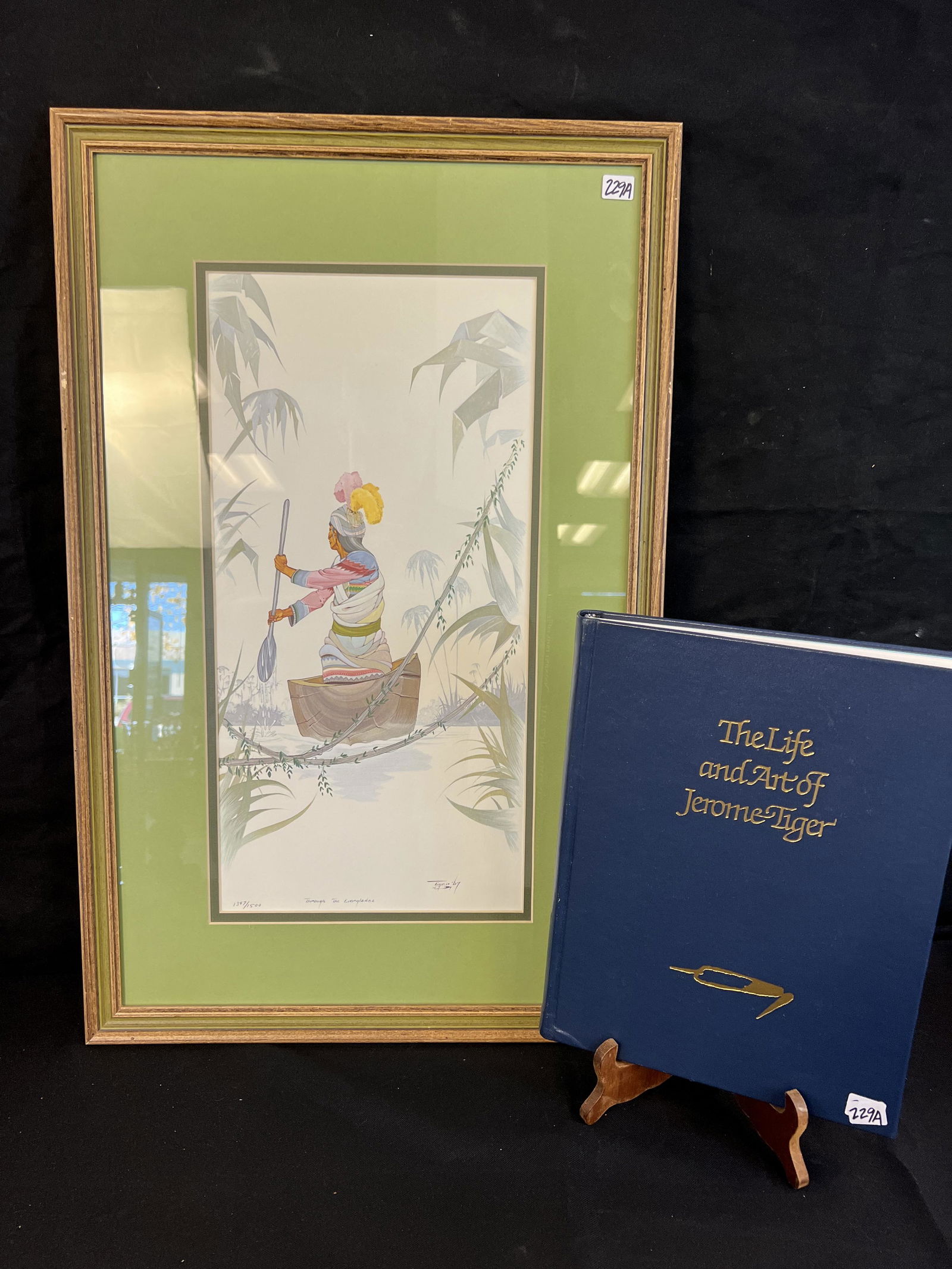 Jerome Tiger Signed Lithograph of Native American Rower (1 of 9)