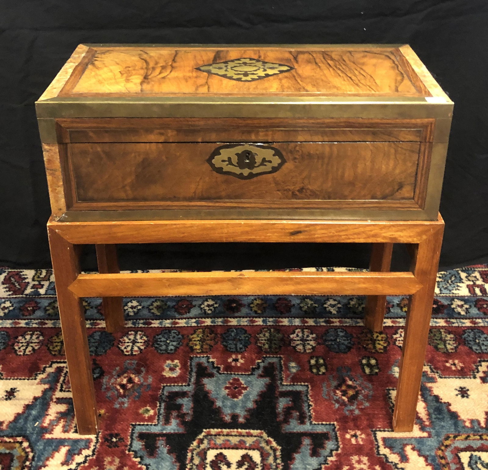 Antique Brass Trimmed Lap Desk on Stand (1 of 7)