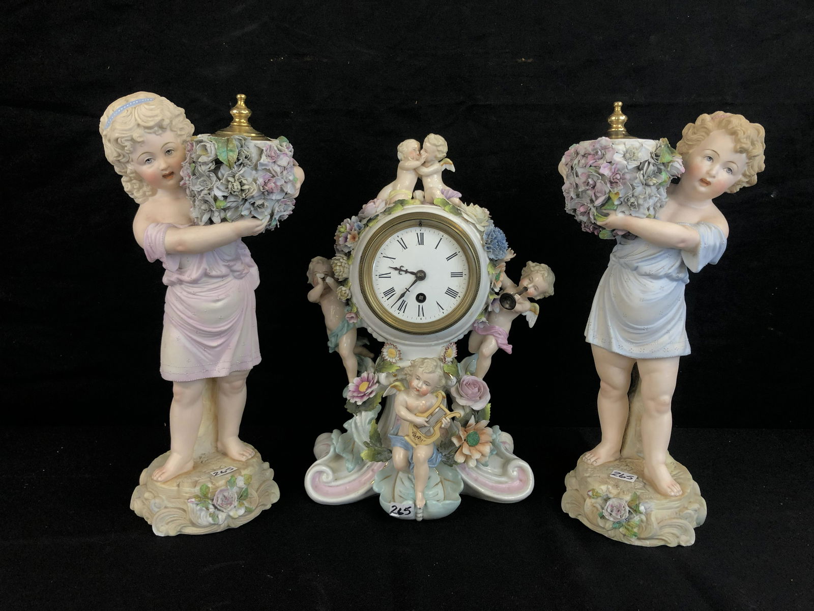Antique Meissen Clock with Pair of Large Bisque Figures (1 of 13)
