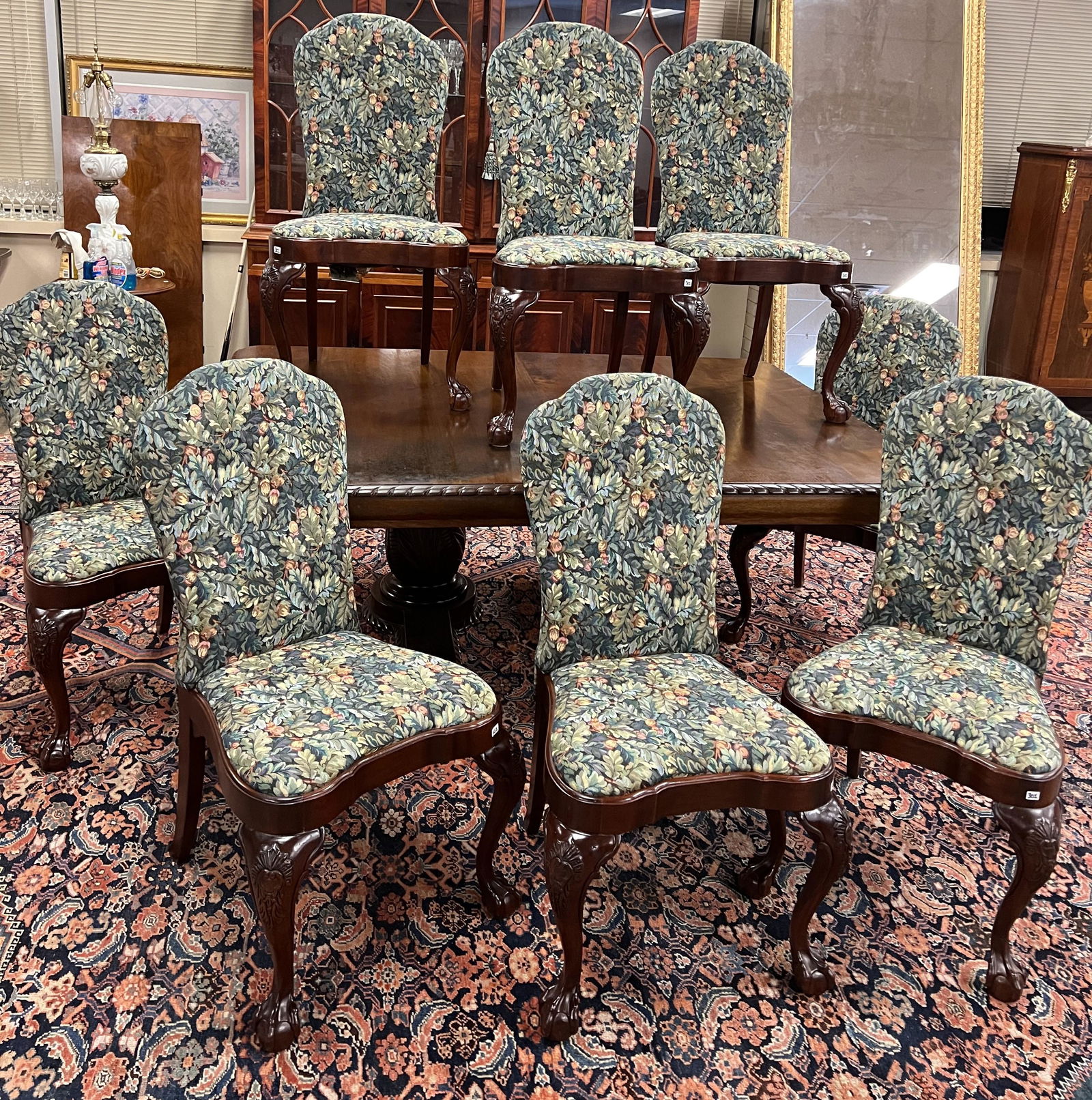 Set of 8 Mahogany Queen Anne Dining Chairs (1 of 8)