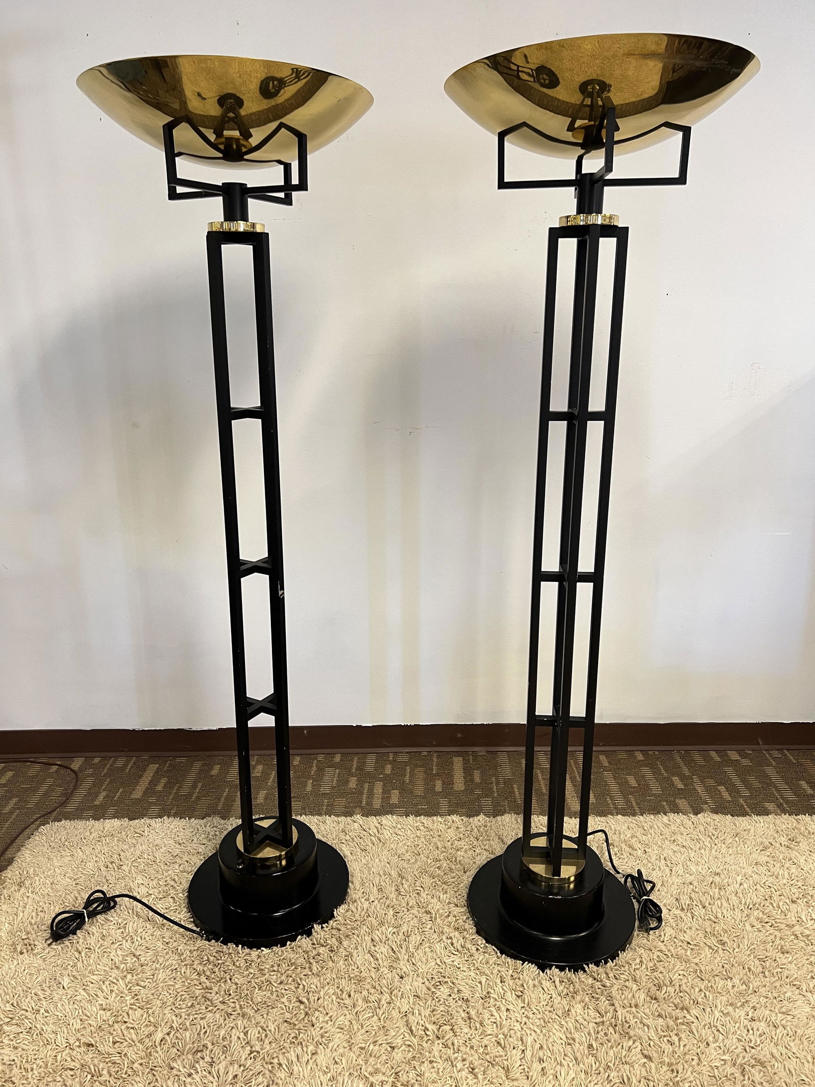 Pair of Modernist Iron and Brass Torchiers (1 of 5)