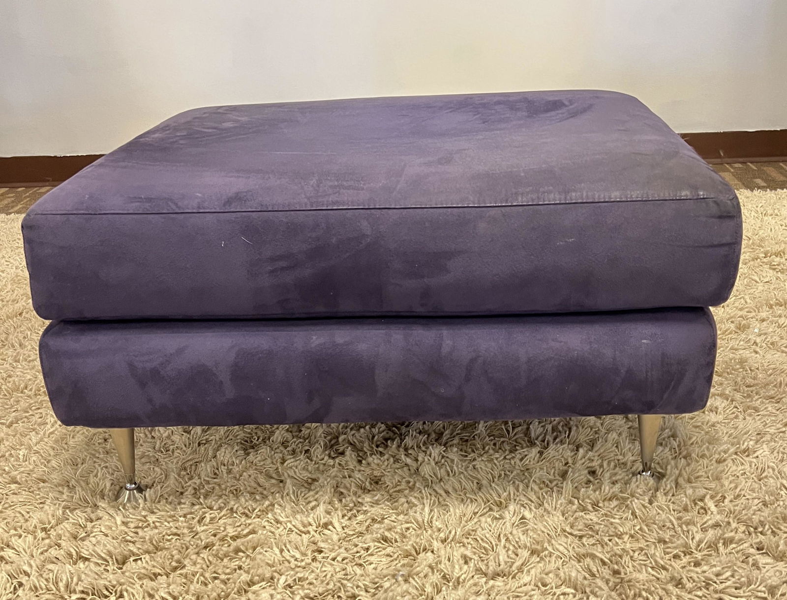 Post Modern Purple Ultrasuede Ottoman, Chair (1 of 10)