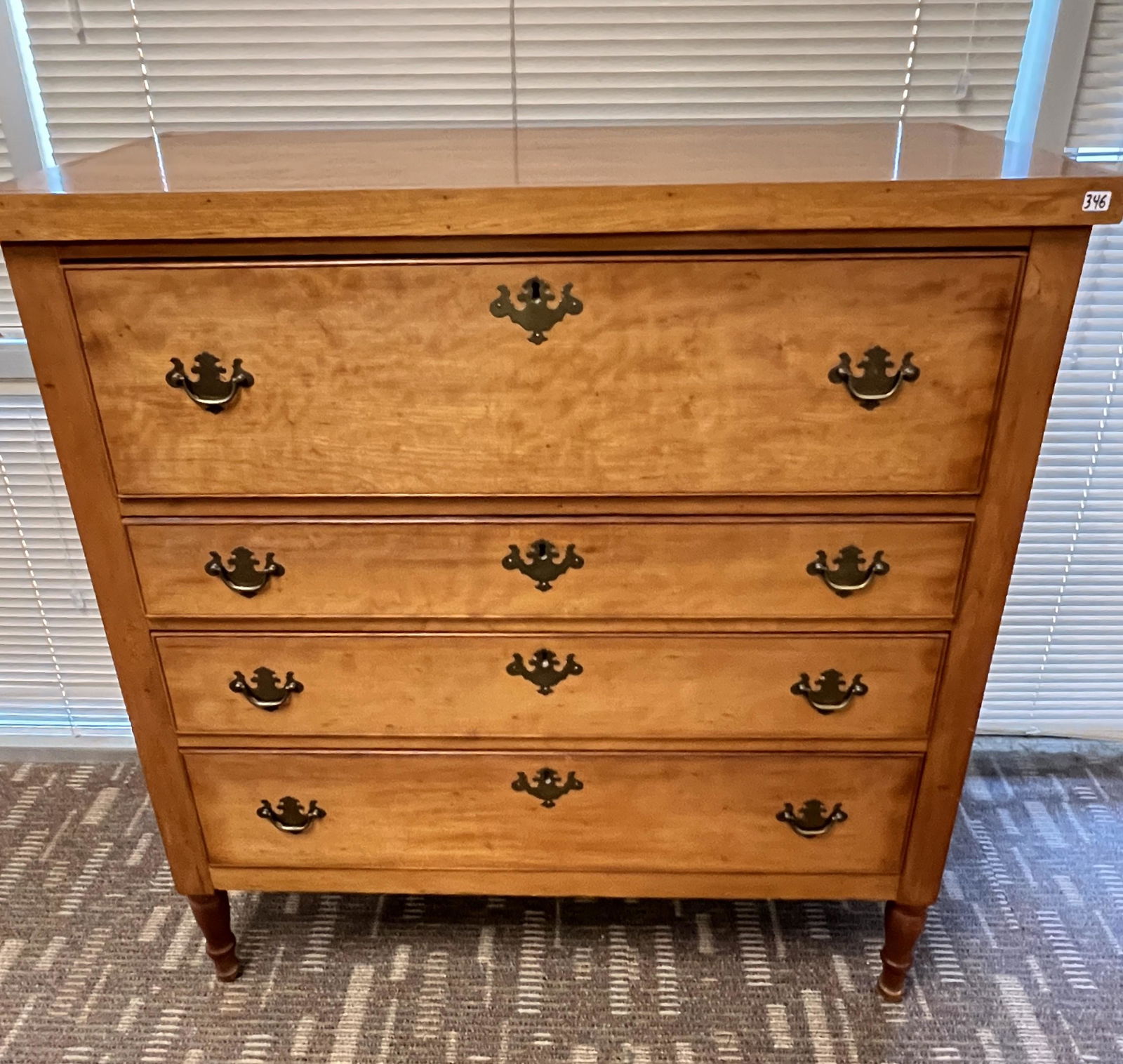 Burled Maple 4 Drawer Chest (1 of 7)