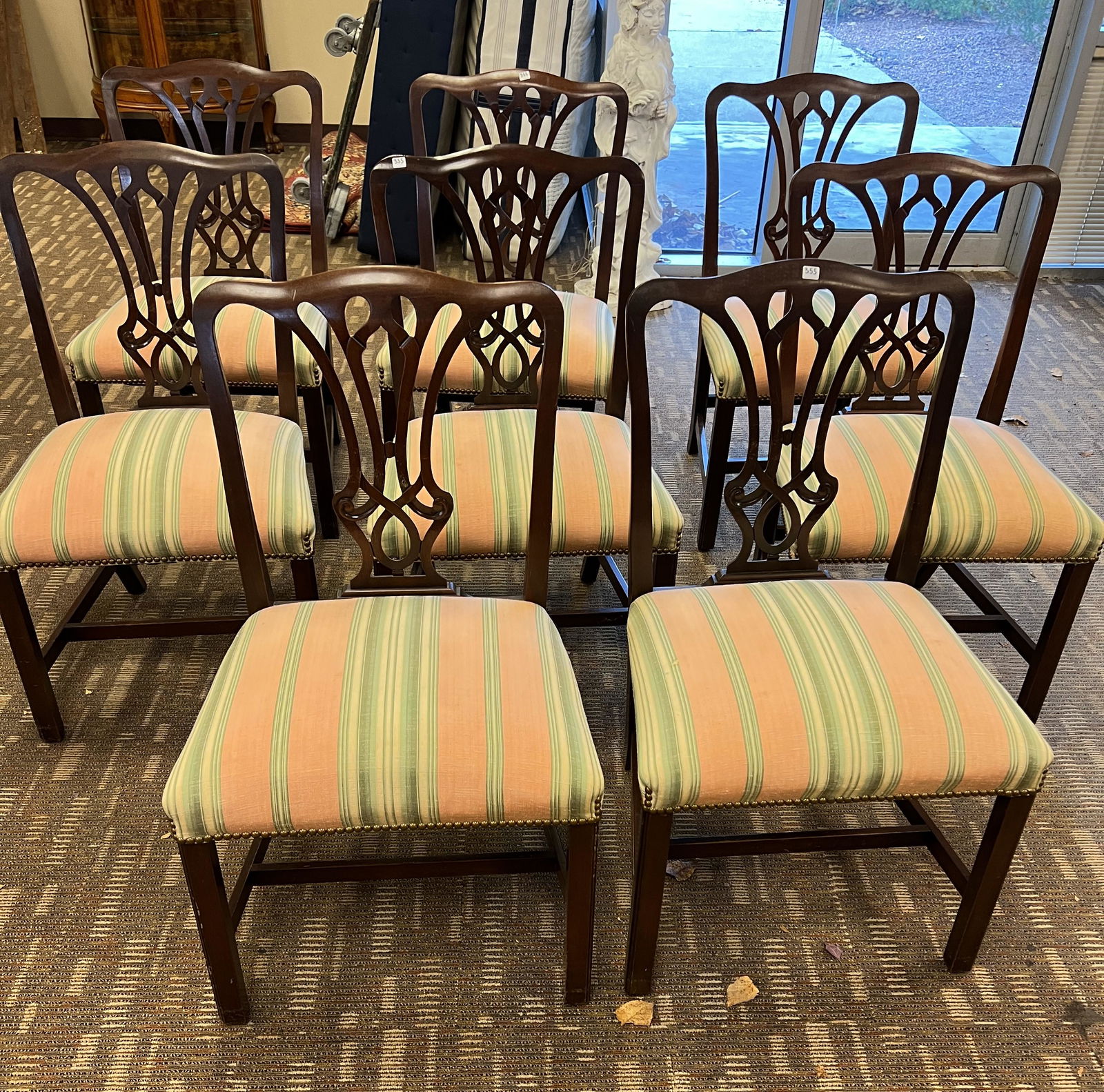 Set of 7 Mahogany Chippendale Dining Chairs (1 of 10)