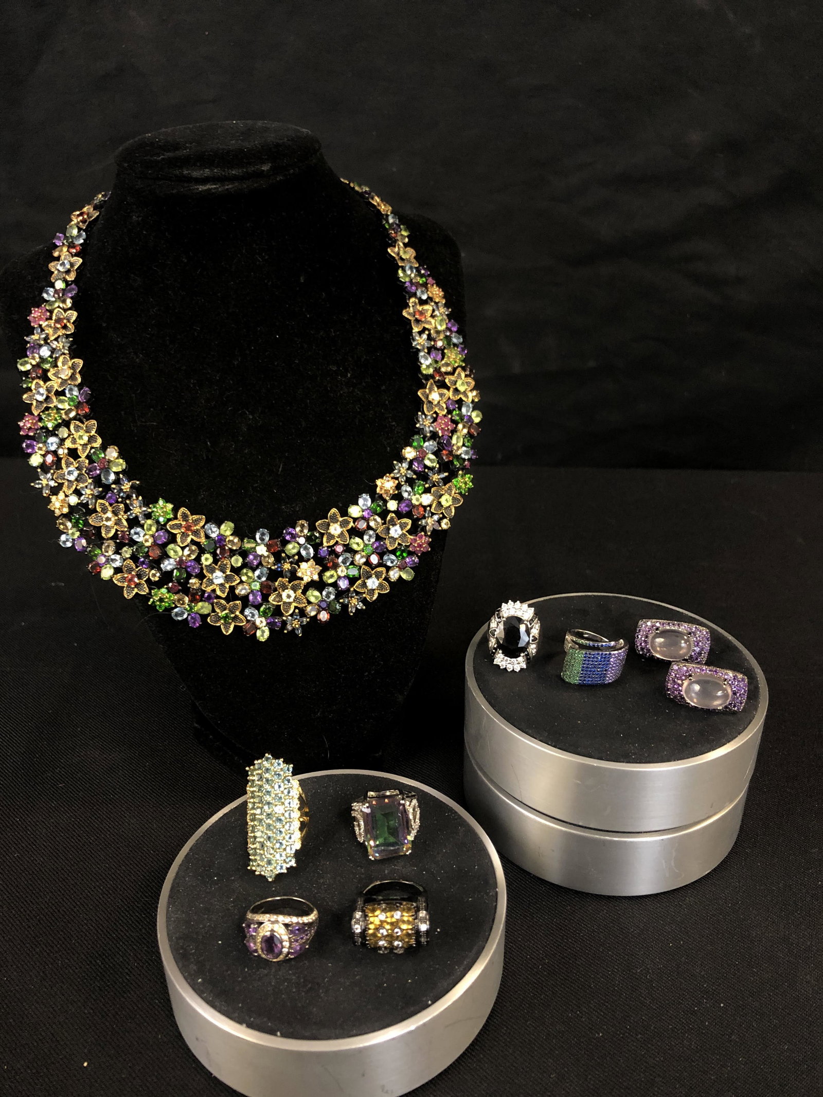 Sterling Necklace, Moon Stone Earrings, and Rings (1 of 7)