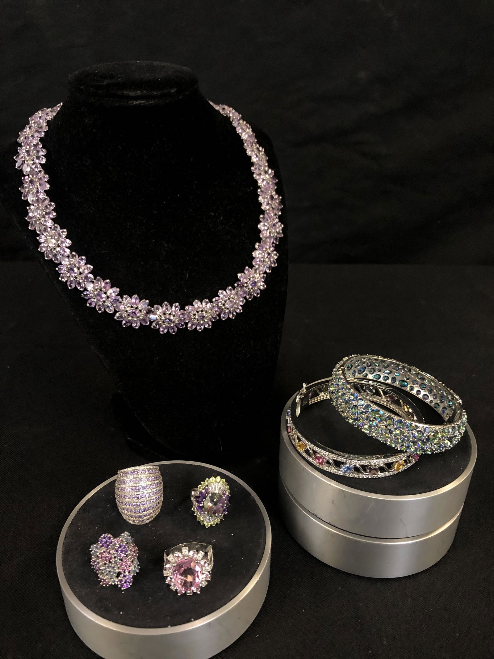 Sterling and Lavender Necklace, Rings, and Bracelets (1 of 6)