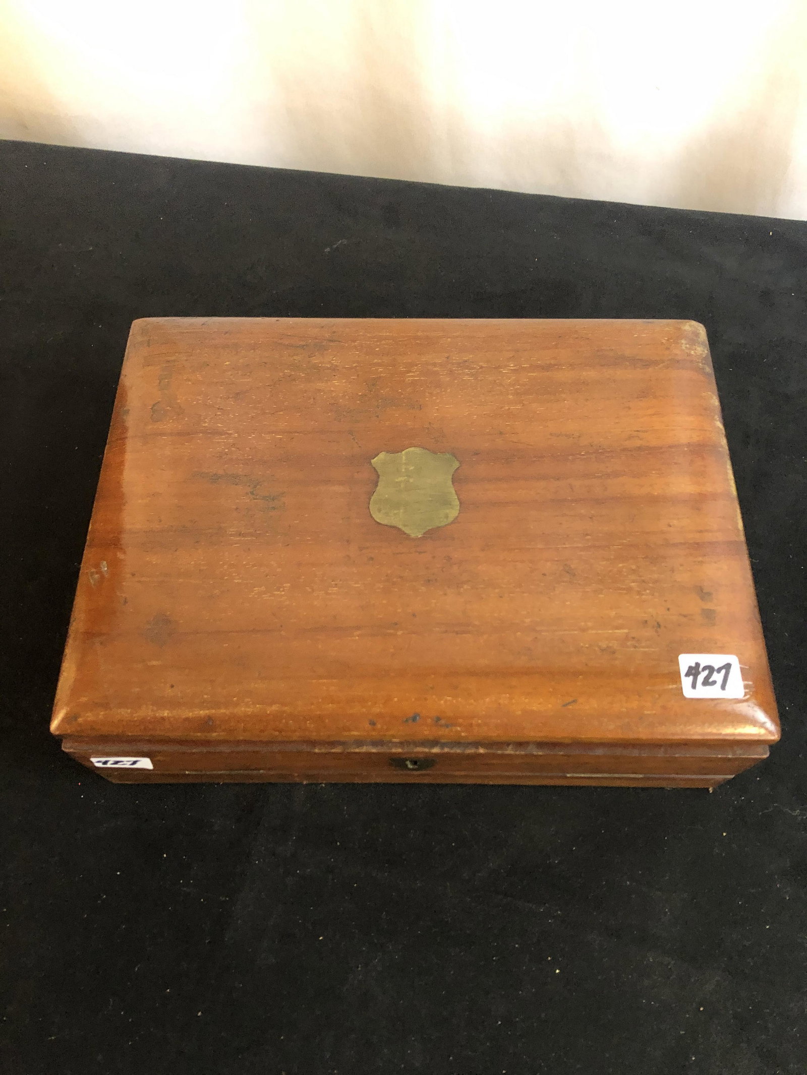 Early Lap Desk with Brass Shield Inlay (1 of 6)
