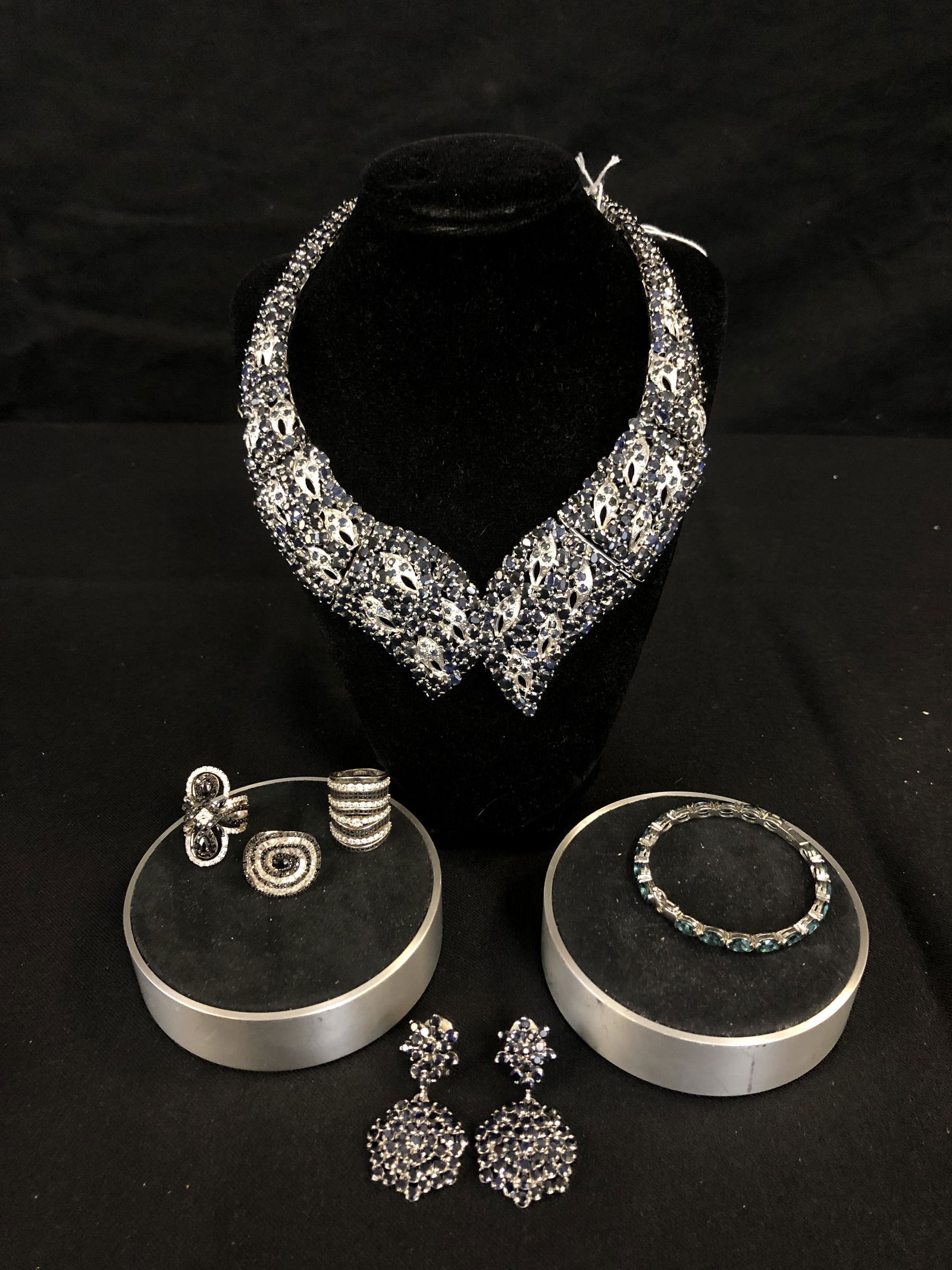 Sterling Blue Stone Necklace, Earrings, More (1 of 7)