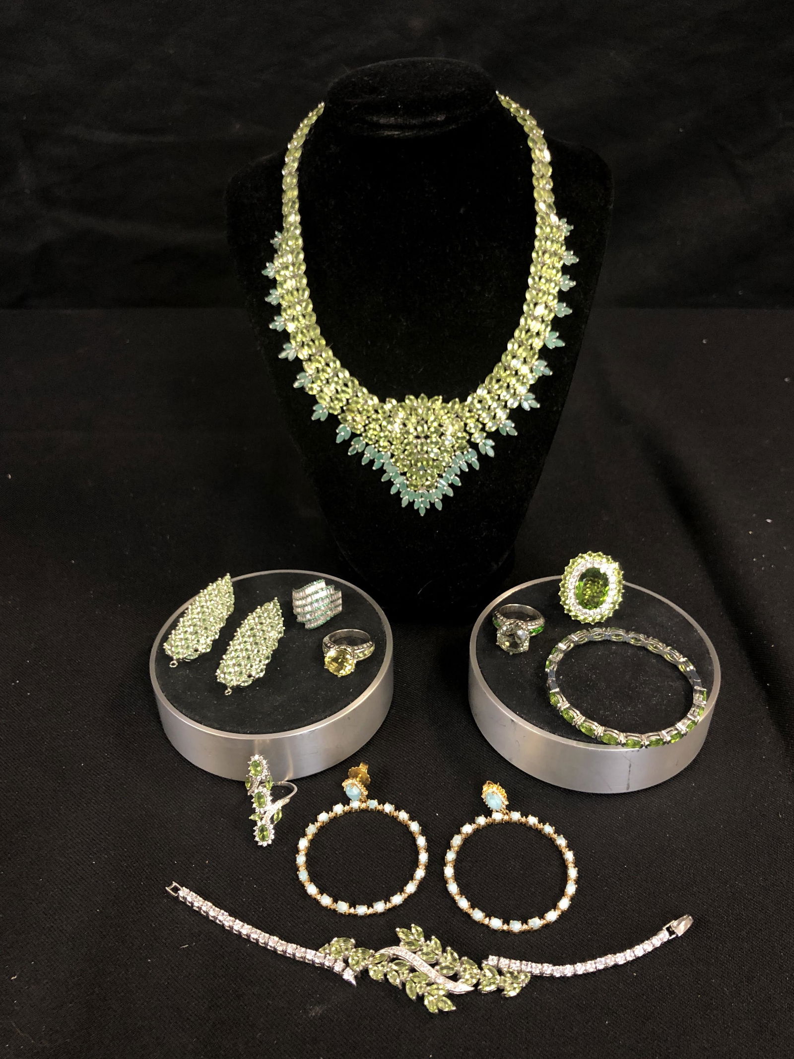 Sterling Green Stone Drop Necklace, Earrings, More (1 of 6)