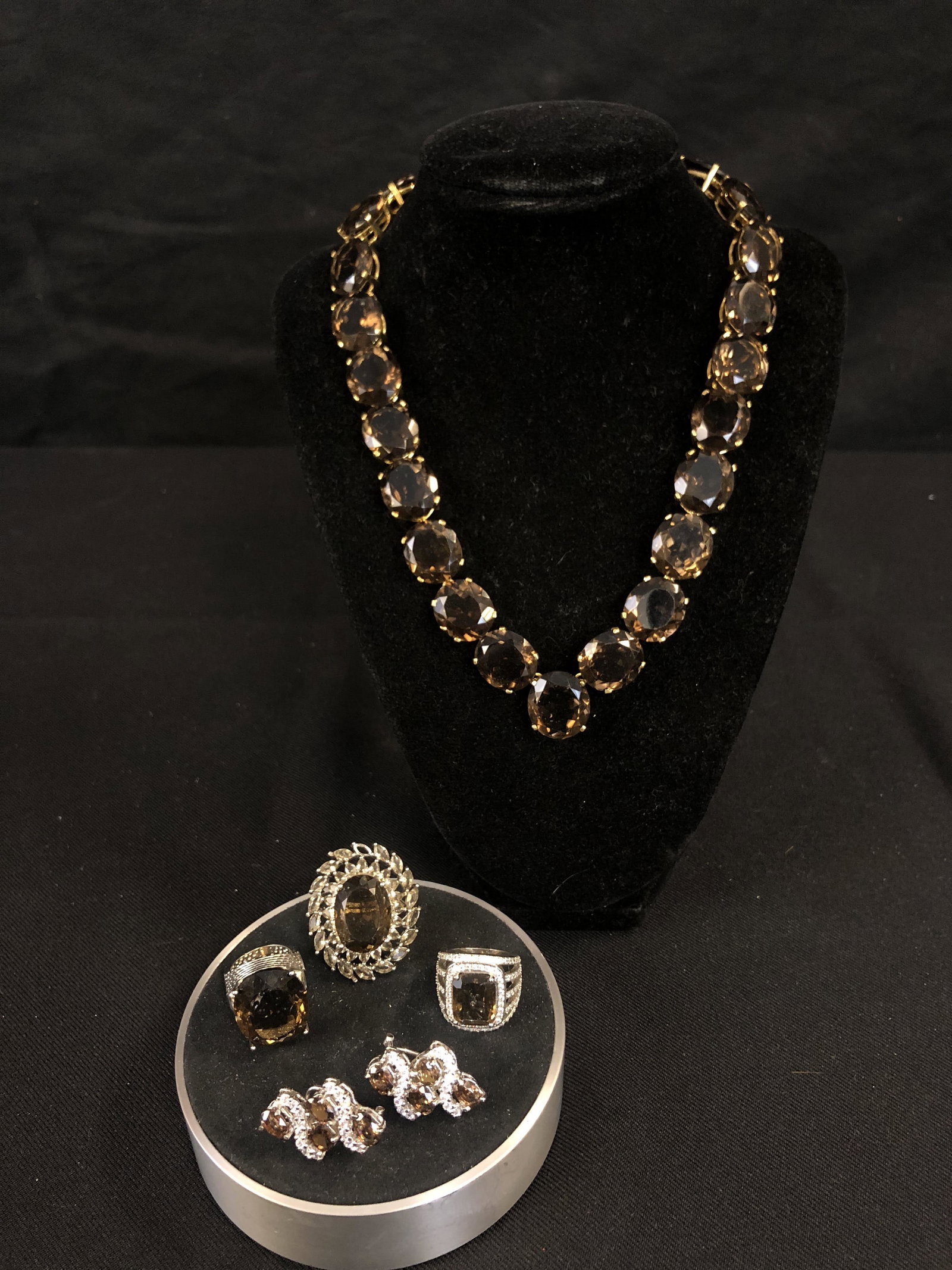 Sterling Smoky Topaz Necklace, Rings, Earrings, Pendant (1 of 5)