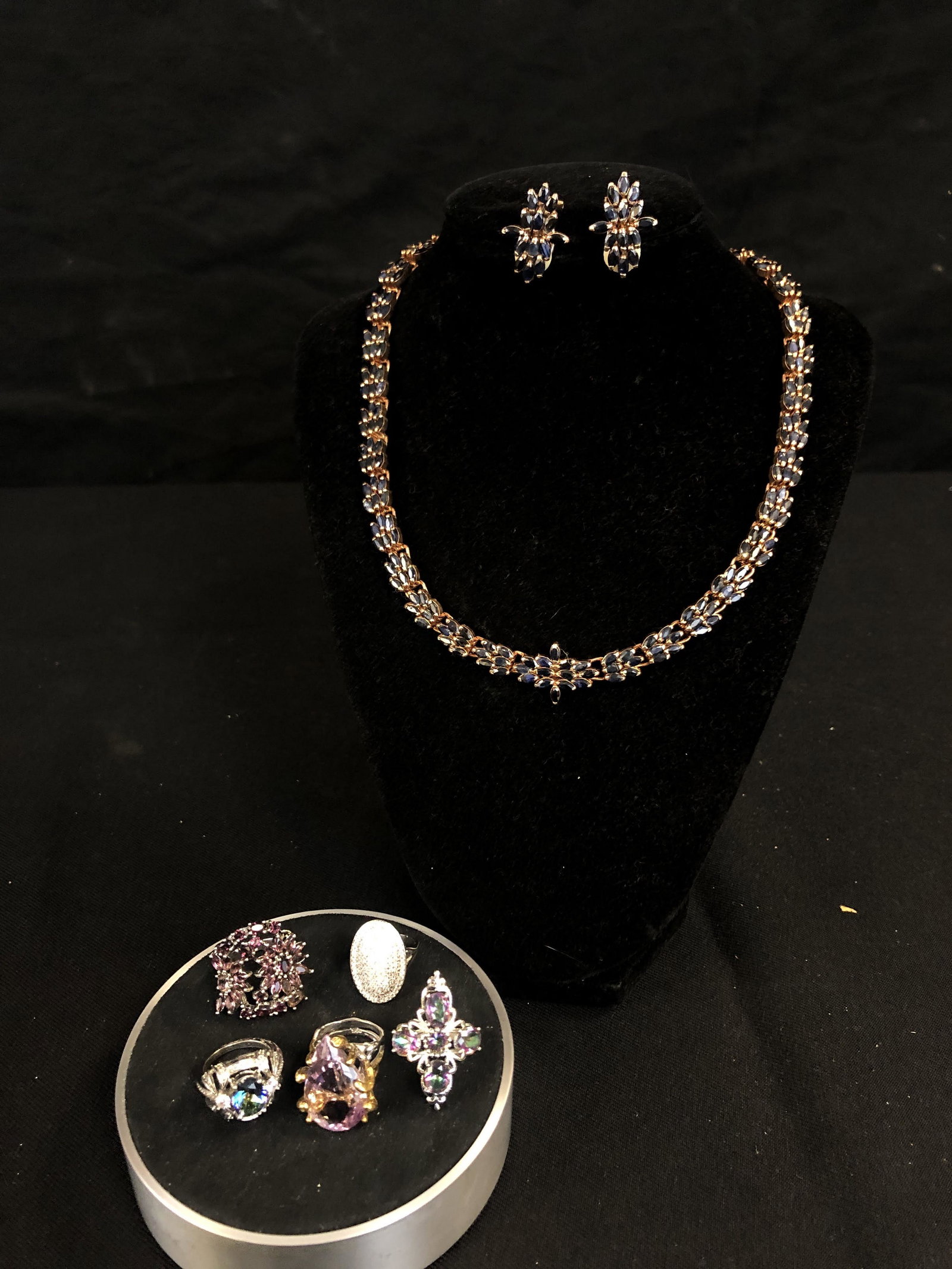 Sterling Necklace with Matching Earrings and 5 Rings (1 of 6)