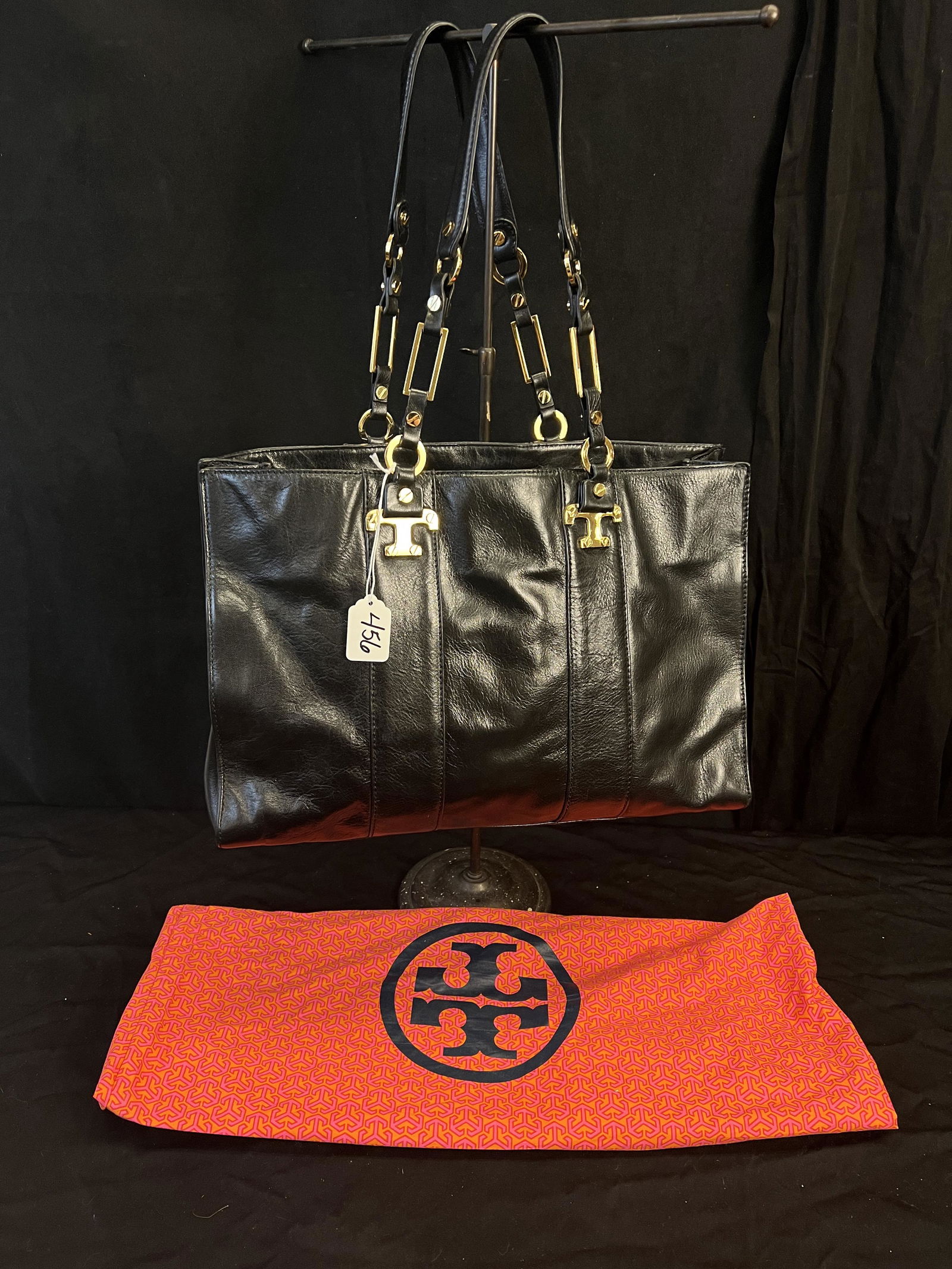 Tory Burch Double Handled Black Leather Purse (1 of 8)