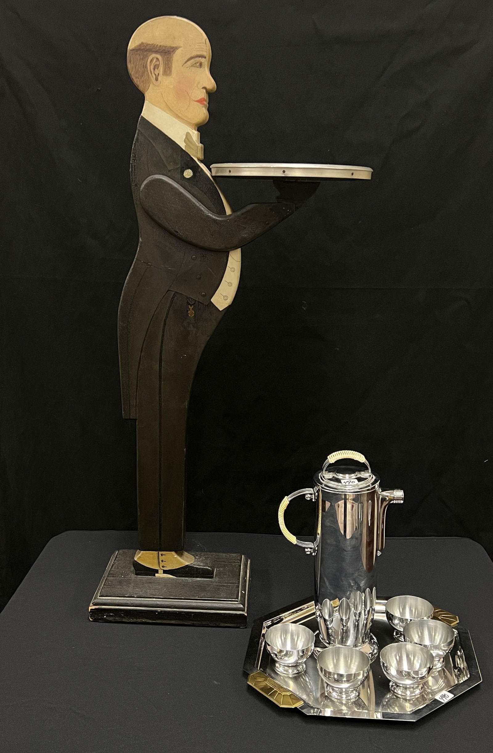 Art Deco Chrome Drink Set & Wooden Butler (1 of 13)