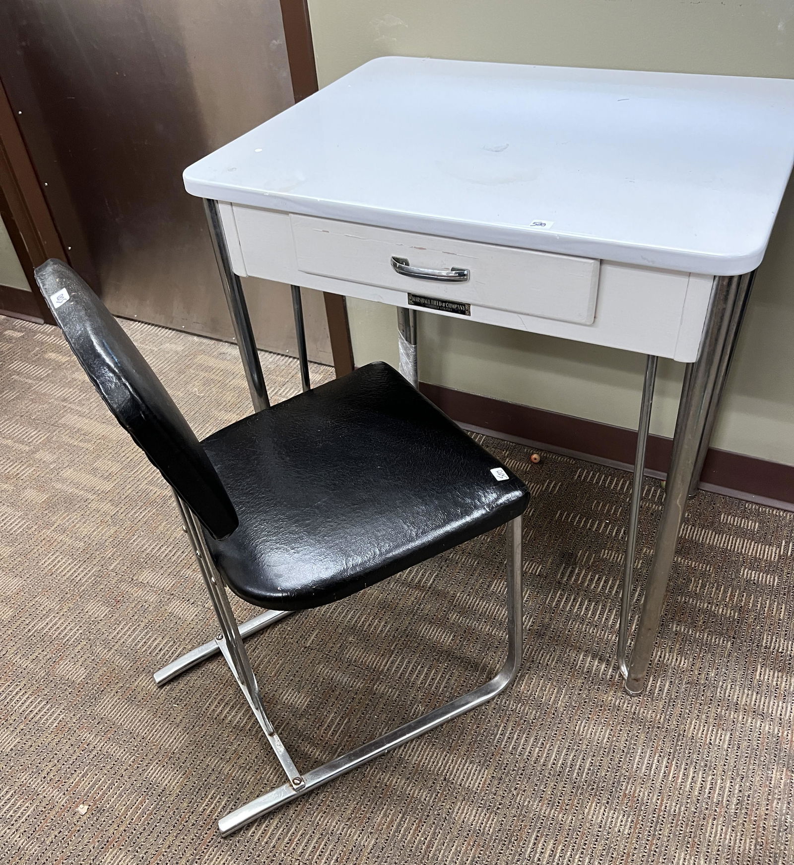 Art Deco Enamel & Chrome Table & Chrome Chair (1 of 10)